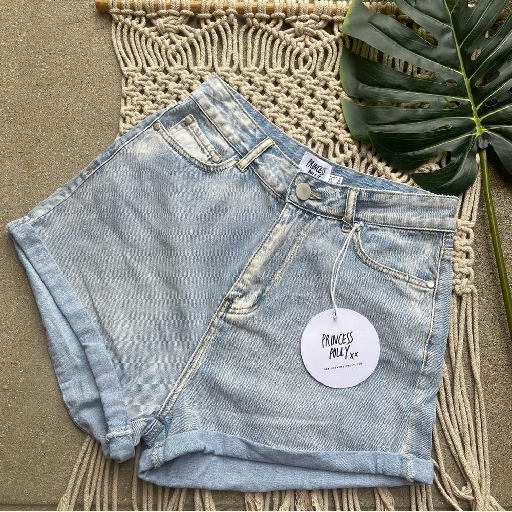 New Princess Polly High Waisted Jean Shorts Size 2
